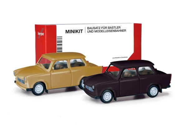 HER013901-002 - TRABANT 601 Bruine en zwarte limousine - 2 stuks om te monteren - 1