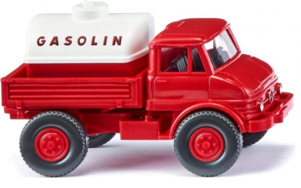 WIK037109 - Rood en witte vrachtwagen - UNIMOG U 406 Gasolin - 1