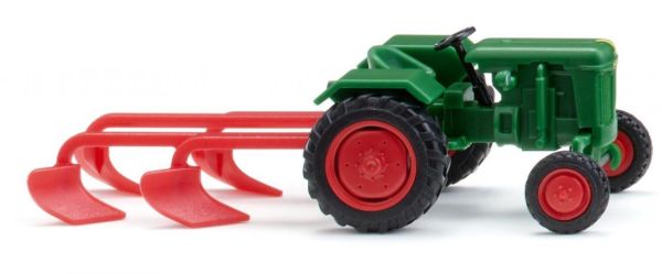 WIK039802 - Bladgroene tractor - NORMAG FAKTOR I met ploeg - 1