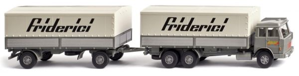 WIK047502 - Vrachtwagen platform met aanhangwagen HANOMAG 6X4 Henschel Friderici 2-assige aanhangwagen - 1