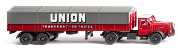 WIK051406 - Vrachtwagen 4X2 Henschel Union Transport 2-assige aanhangwagen - 1