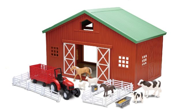 NEW05645 - Boerderijset met dierenschuur en tractoraanhanger - 1