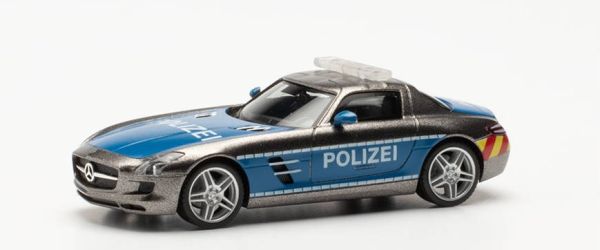 HER096515 - MERCEDES SLS AMG politie blauw en grijs - 1