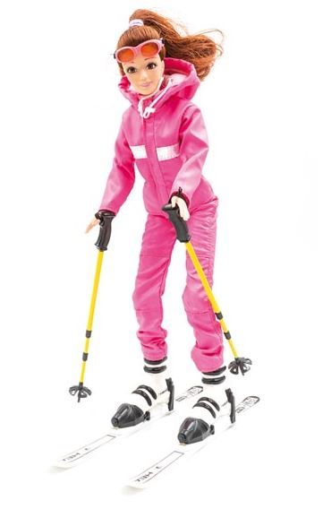 JC10018 - 28cm Roze Winterpop met Ski - 1