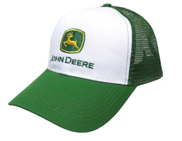 1308-0002-WH - JOHN DEERE Groen-witte pet met groen gaas achteraan - 1