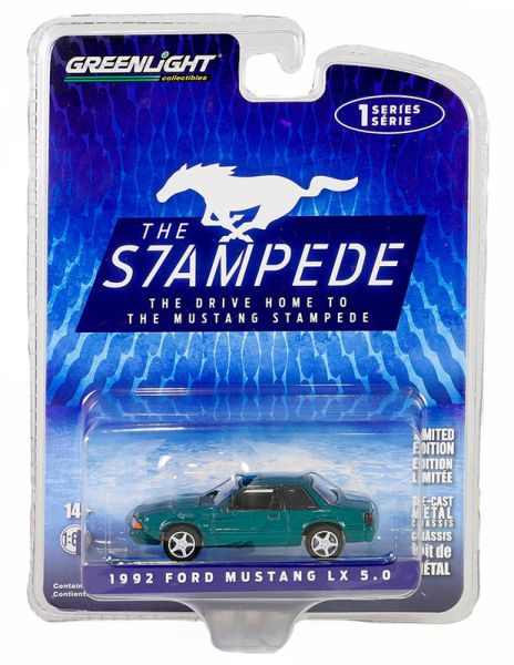 GREEN13340-C - FORD Mustang LX 5.0 1992 groen uit de serie STAMPEDE in blisterverpakking - 1