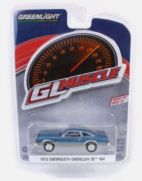 GREEN13360-D - CHEVROLET Chevelle SS 454 1973 blauw GL MUSCLE in blisterverpakking - 1