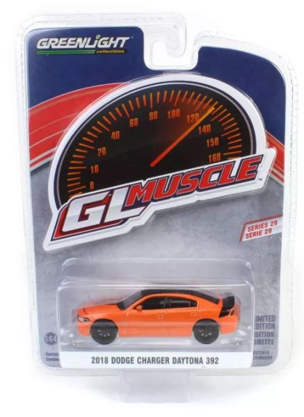 GREEN13360-E - DODGE Charger Daytona 392 2018 oranje uit de GL MUSCLE reeks in blisterverpakking - 1