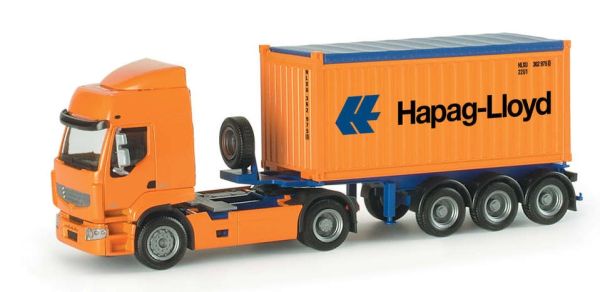 HER153652 - RENAULT premium 4x2 met 20ft 3-assige HAPAG LLOYD container trailer - 1