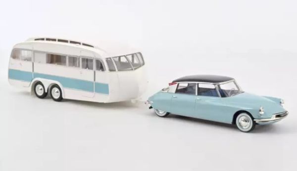 NOREV181760 - CITROEN DS 19 1959 met Caravan Hénon blauw - 1