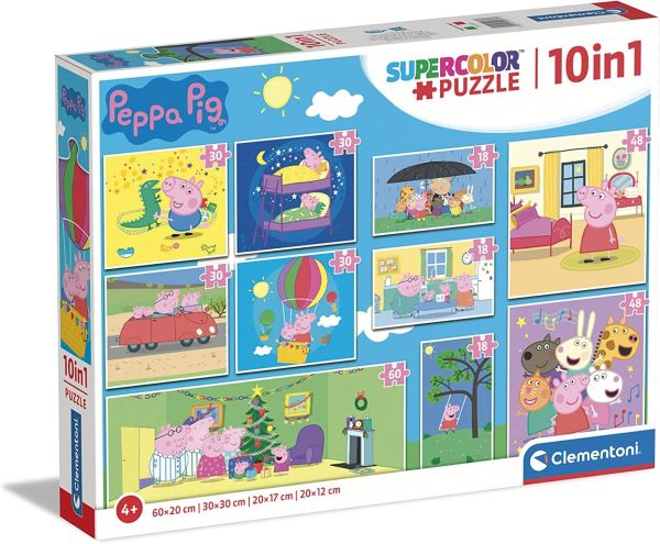 CLE20271 - 10 in 1 puzzel 3x18 stukjes - 4x30 stukjes - 2x48 stukjes en 1x60 stukjes Peppa Pig - 1