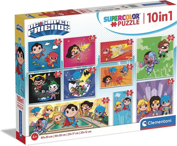 CLE20272 - 10 in 1 puzzel 3x18 4x30 2x48 en 1x60 stukjes Dc Comics friends - 1