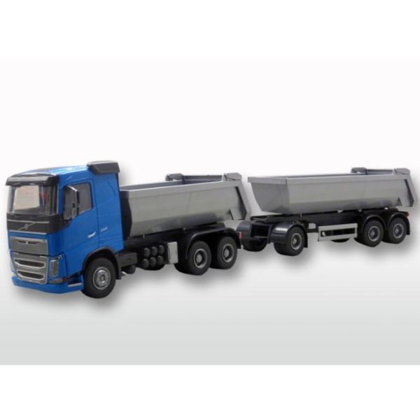 EMEK20354 - VOLVO FH16 6x4 blauw met aanhanger 1 + 2 assen - 1