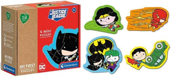 CLE20830 - 4 mini puzzel 3.6.9.12 stukjes JUSTICE LEAGUE - 1