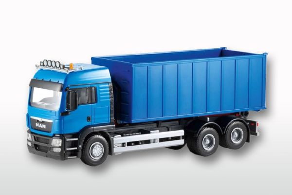 EMEK20884 - MAN TGS 6x4 blauwe rechte vrachtwagen met ampliroll - 1