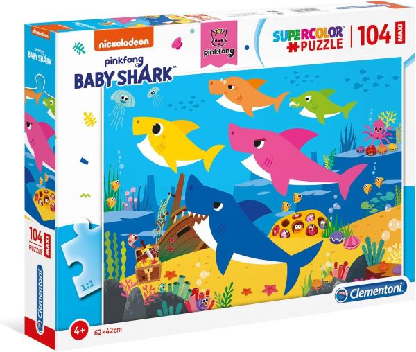 CLE23751 - MAXI puzzel 104 stukjes BABY SHARK - 1