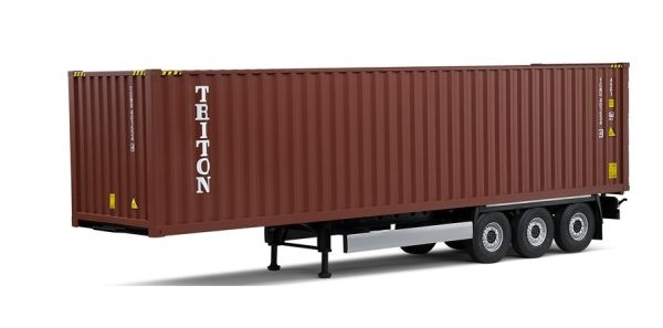 SOL2400501 - Aanhangwagen 3 assen en TRITON container - 1