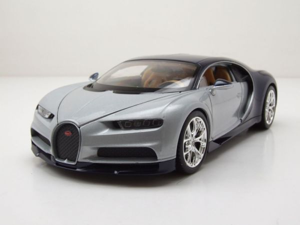 WEL24077ARGENT - BUGATTI chiron 2017 Zilver en blauw - 1