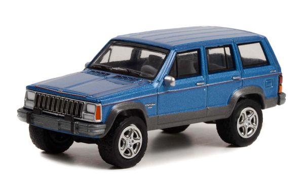 GREEN28100-D - 1991 JEEP Cherokee blauw 80th Anniversary JEEP in blisterverpakking - 1