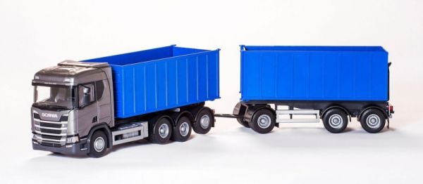 EMEK28863 - SCANIA R500 containervrachtwagen grijs 8x4 met containeraanhanger 1+2 assen - 1