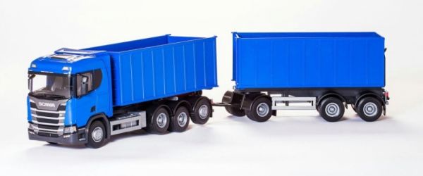 EMEK28864 - SCANIA R500 containervrachtwagen blauw 8x4 met containeraanhanger 1+2 assen - 1