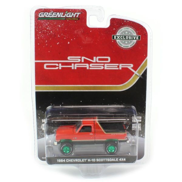 GREEN30365VERT - 1984 CHEVROLET K-10 Scottsdale 4x4 SNO CHASER groene wielen in blisterverpakking - 1