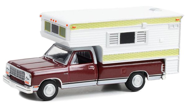 GREEN30409 - DODGE Ram D-250 royal Pick-up rood 1981 met grote camper onder blisterverpakking - 1