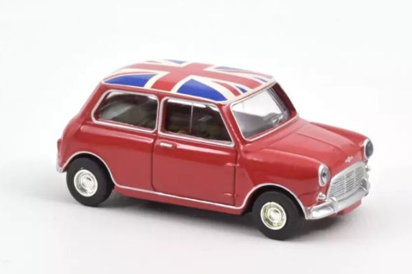 NOREV310521 - MINI COOPER S 1964 rood ruitjesrood met vlag op het dak - 1