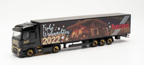 HER315470 - RENAULT T FACELIFT 4x2 met 3-assige aanhangwagen HERPA KERSTMODEL 2022 - 1