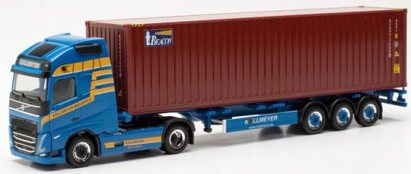 HER316279 - VOLVO 4x2 FH Gl met container 3 assen KOLLMEYER / BEACON blauw - 1