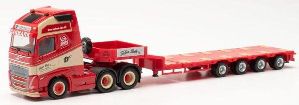 HER316354 - VOLVO 6x4 FH 16 Gl. XL met lage trailer 4 assen TORBEN RAFN rood - 1