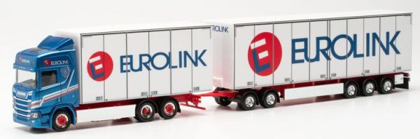 HER316552 - SCANIA 6x2 CR 20 HD met dolly en trailer 3 assen EUROLINK blauw - 1