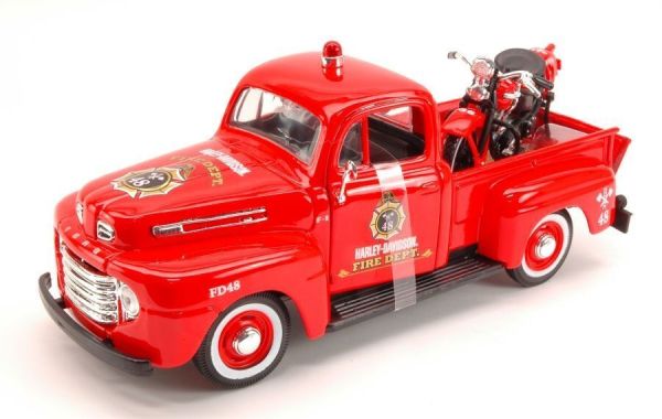 MST32191 - FORD F-1 Pick-up met motor HARLEY DAVIDSON 1936 Brandweerman - 1