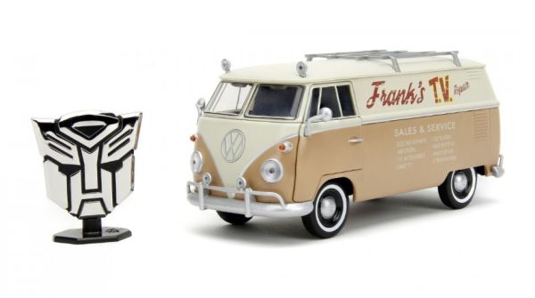 JAD34264 - Beige VOLKSWAGEN Kever BUS met TRANSFORMERS badge - 1