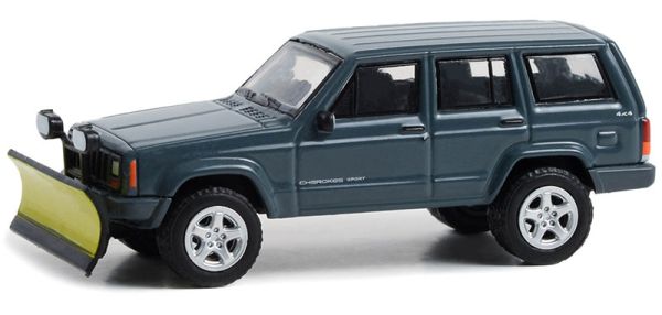 GREEN35260-E - 2000 JEEP Cherokee sport met sneeuwruimer uit de BLUE COLLAR serie in blisterverpakking - 1