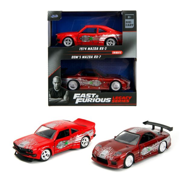 JAD35398 - MAZDA RX-3 1974 Rood en MAZDA RX-7 FAST & FURIOUS - 1