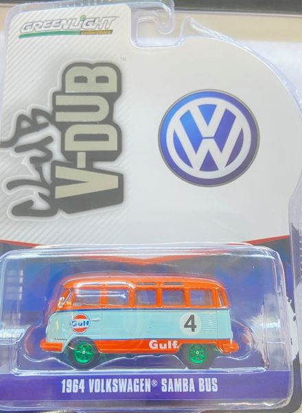 GREEN36070-BVERT - VOLKSWAGEN Samba bus 1964 GULF met groene velgen uit de CLUB VEE-DUB serie in blisterverpakking - 1