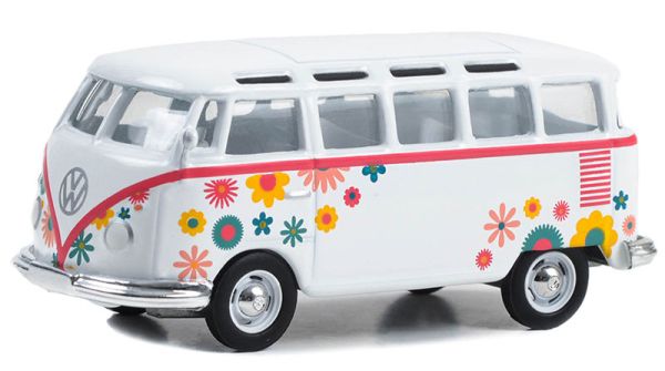 GREEN36080-B - VOLKSWAGEN type 2 samba bus 1964 - Flower power uit de CLUB V-DUB serie in blisterverpakking - 1