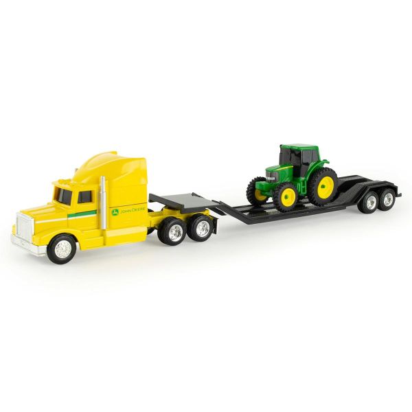 ERT37382JAUNE - Gele 6x4 vrachtwagen met uitrustingsdrager en JOHN DEERE trekker - 1