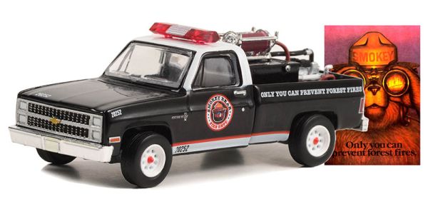 GREEN38040-C - CHEVROLET C20 1982 zwart SMOKEY BEAR bosbrandpreventie in blisterverpakking - 1