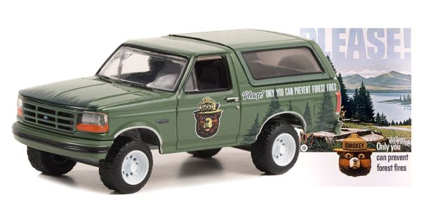 GREEN38040-E - FORD Bronco 1996 groen uit de SMOKEY BEAR serie onder blisterverpakking - 1