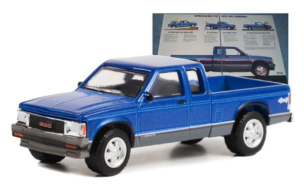 GREEN39110-F - 1991 GMC Sonoma blauw uit de serie VINTAGE AD CARS in blisterverpakking - 1