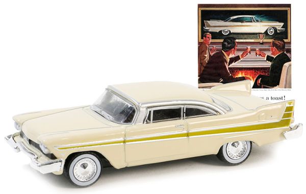 GREEN39140-B - PLYMOUTH Fury 1957 Beige uit de serie VINTAGE AD CARS in blisterverpakking - 1