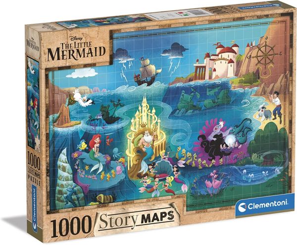 CLE39664 - 1000 stukjes Disney Maps De Kleine Zeemeermin puzzel - 1