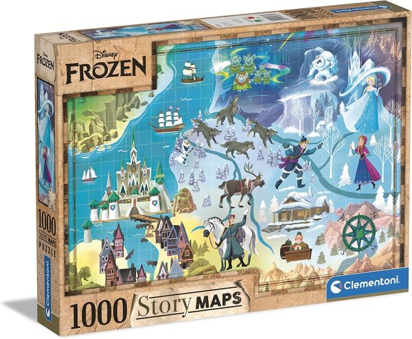 CLE39666 - 1000 stukjes Disney kaarten Sneeuwkoningin puzzel - 1