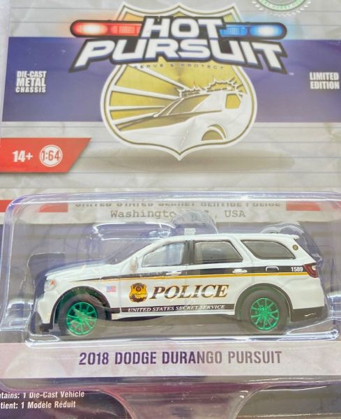 GREEN43015-EVERT - DODGE Durango Pursuit groene velgen 2018 United States Secret Service uit de HOT PURSUIT serie in blisterverpakking - 1