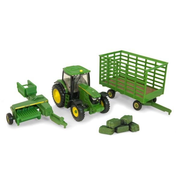 ERT45439 - JOHN DEERE Hooipakket – 6210R balenpers 338 balenwagen en 6 kleine vierkante balen - 1