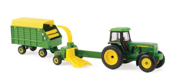 ERT45589 - JOHN DEERE 4960 met getrokken hakselaar en aanhanger - 1