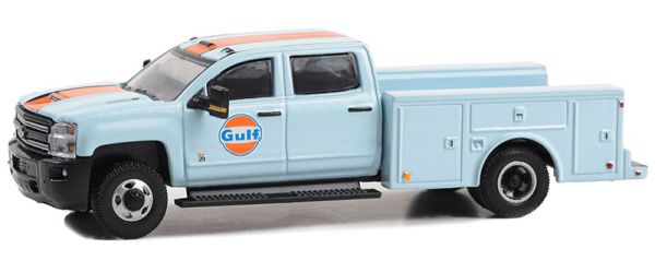 GREEN46130-C - CHEVROLET 3500 HD Dualy 2018 GULF Oil uit de serie DUALLY DRIVERS in blisterverpakking - 1