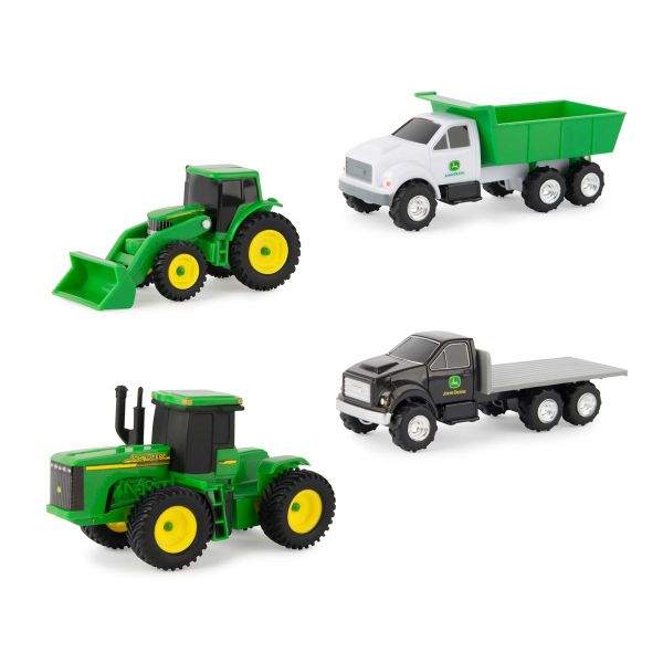 ERT37685-47212 - Set van 4 JOHN DEERE voertuigen - Trekkers en vrachtwagens met kipper en dieplader - 1